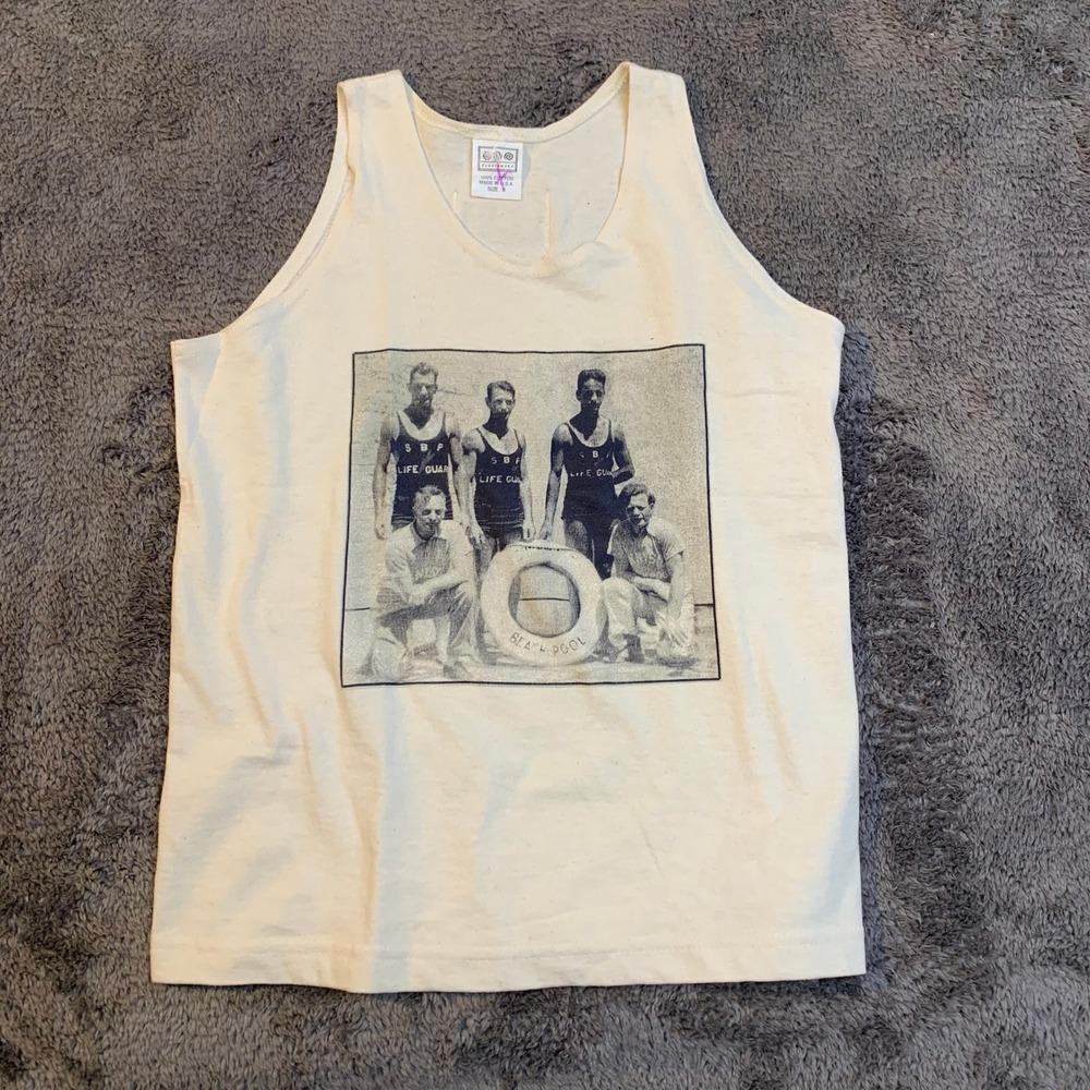 Vintage Tumbleweed Lifeguard Graphic Cream Tank Top Made in USA Size 8 Small